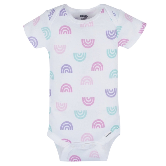Gerber Baby Girls Rainbow Short Sleeve Onesies® Bodysuits 2 Pack 0-3 Months - Picture 7 of 8